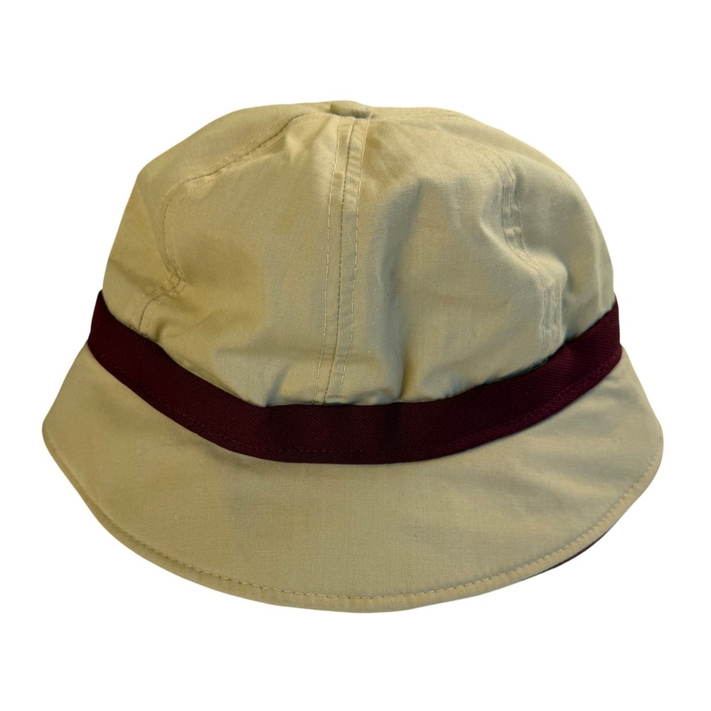 Etienne Aigner 80s Vintage Bucket Hat Tan Burgundy Large Equestrian Preppy USA